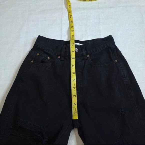 PacSun Black Eco Distressed High Waisted Baggy Jeans Grunge Rocker Size 23 - Picture 4 of 12